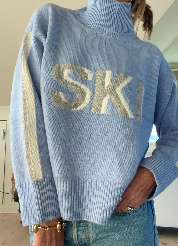 Jersey de cuello alto de cachemira con estilo retro de esquí