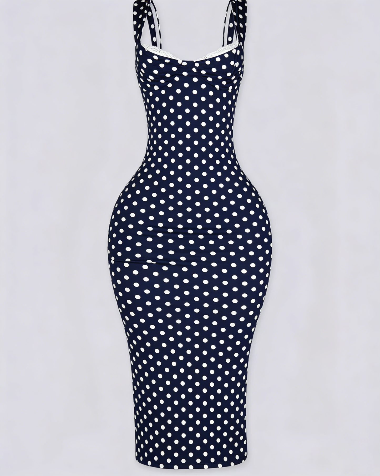 Sexy Women's Slim-Fit Stretchy Classic Polka Dot Maxi Dress