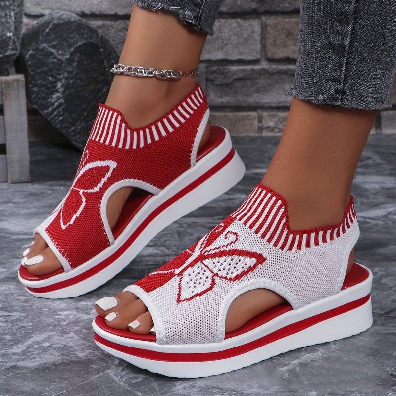 Sandalias casuales de plataforma con punta abierta para mujer