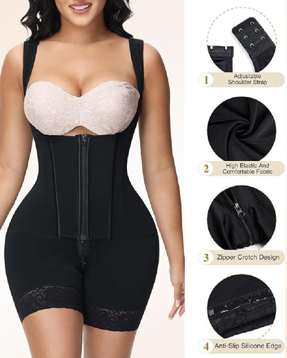Shapshe® High compression Front Zipper Mid Thigh Shapewear