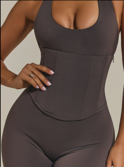 Hourglass Figure The Corset Body Shaper Waist Cincher Capri Jumpsuit Two-Piece Set