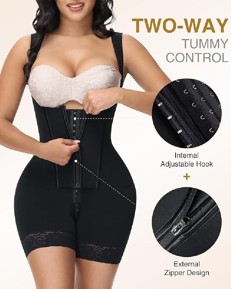 Shapshe® High compression Front Zipper Mid Thigh Shapewear