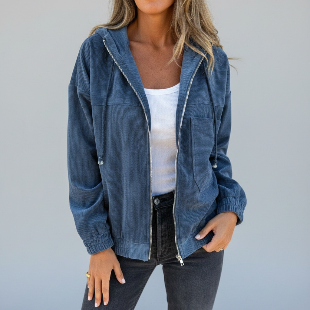 Marta | Chaqueta con capucha de pana y cremallera
