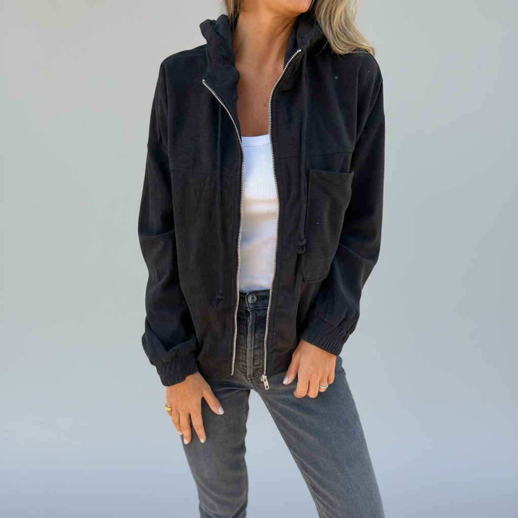 Marta | Chaqueta con capucha de pana y cremallera