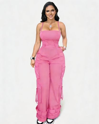 Wide Leg Jumpsuit With Pockets for Women Casual Curvy Baggy Cargo One Piece Overall Romper