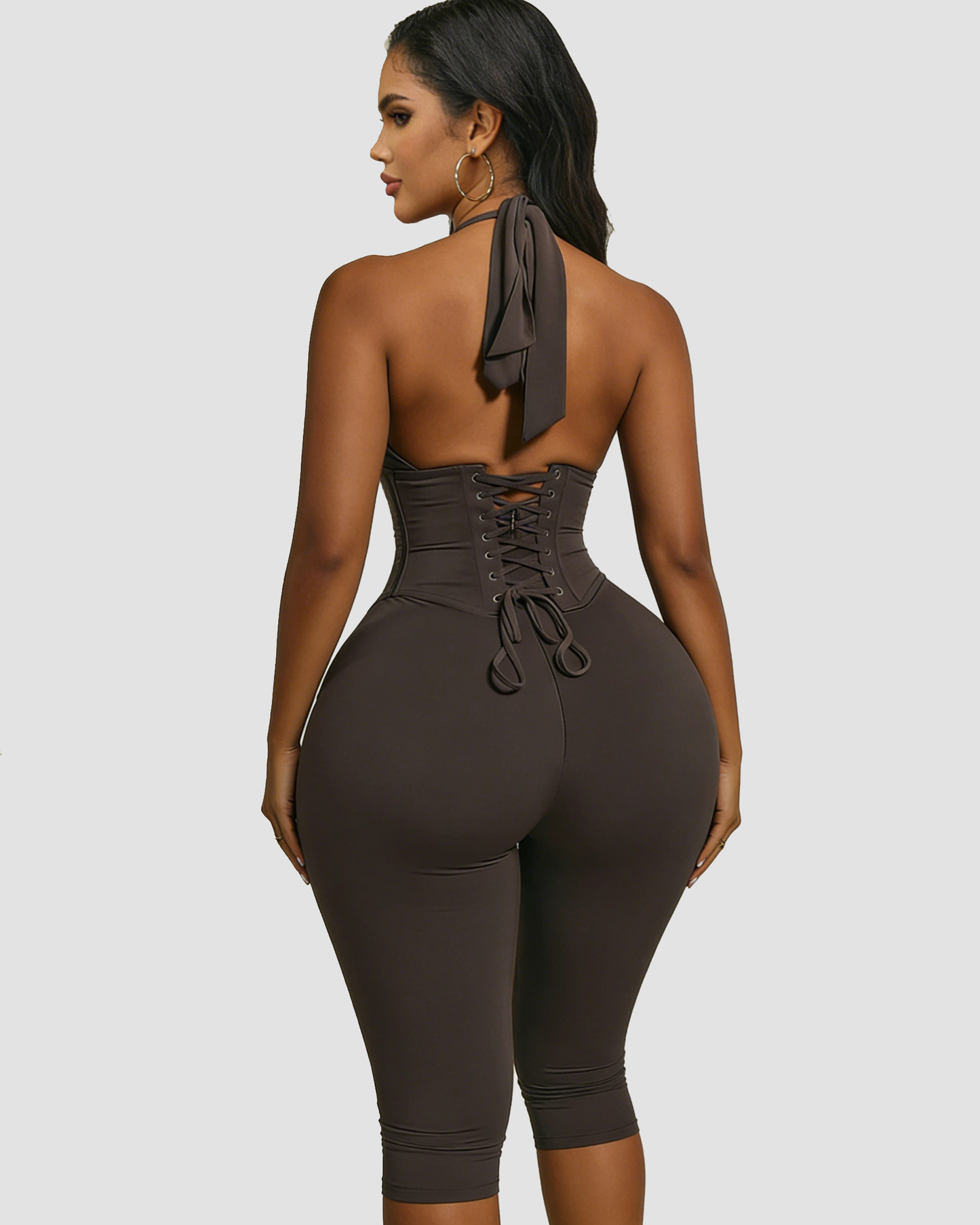 Hourglass Figure The Corset Body Shaper Waist Cincher Capri Jumpsuit Two-Piece Set