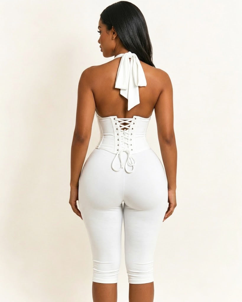 Hourglass Figure The Corset Body Shaper Waist Cincher Capri Jumpsuit Two-Piece Set