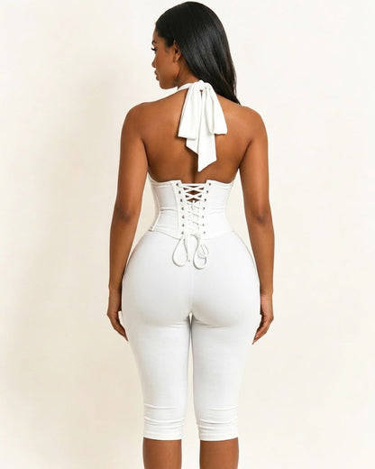 Hourglass Figure The Corset Body Shaper Waist Cincher Capri Jumpsuit Two-Piece Set