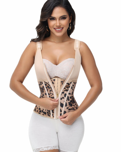 Shapshe® Women's Boned Latex Zipper Corset Tummy Control Body Shaper Vest With Bra