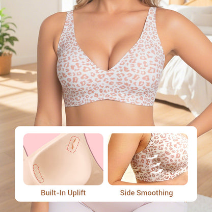 💕Sujetadores sin aros cómodos para mujer, sujetadores sin costuras tipo camiseta y sujetadores de uso diario con escote en V profundo