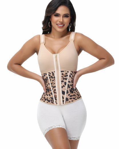 Shapshe® Women's Boned Latex Zipper Corset Tummy Control Body Shaper Vest With Bra