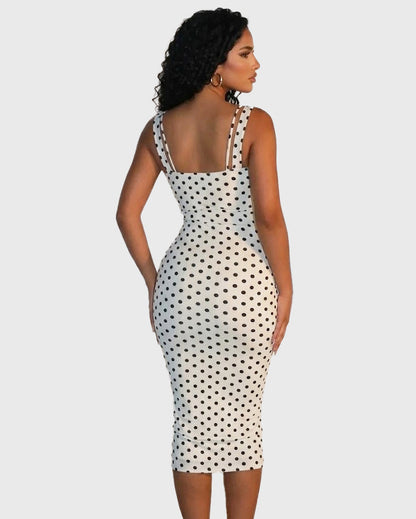 Sexy Women's Slim-Fit Stretchy Classic Polka Dot Maxi Dress