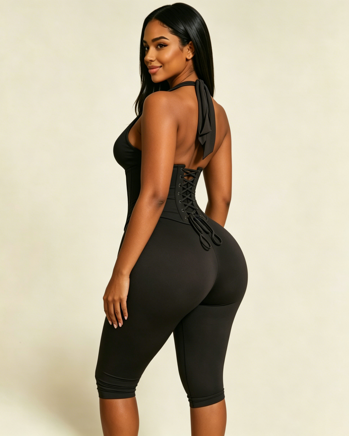 Hourglass Figure The Corset Body Shaper Waist Cincher Capri Jumpsuit Two-Piece Set
