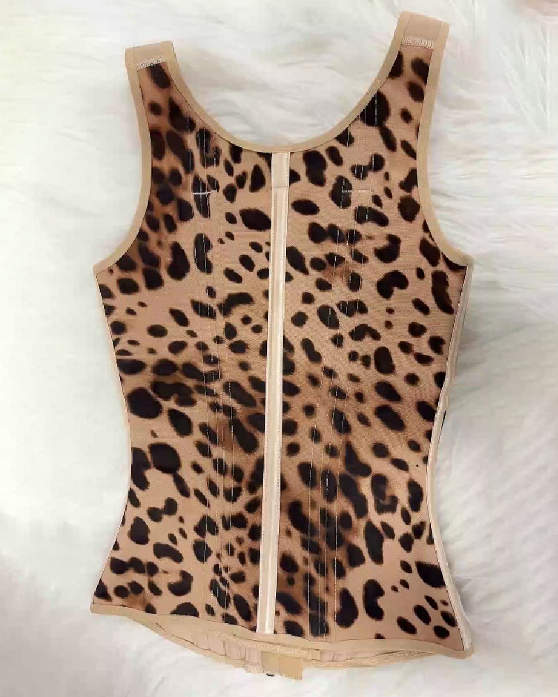 Shapshe® Women's Boned Latex Zipper Corset Tummy Control Body Shaper Vest With Bra