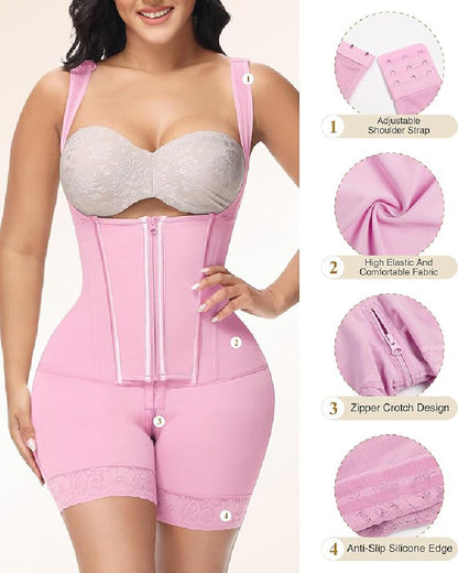 Shapshe® High compression Front Zipper Mid Thigh Shapewear