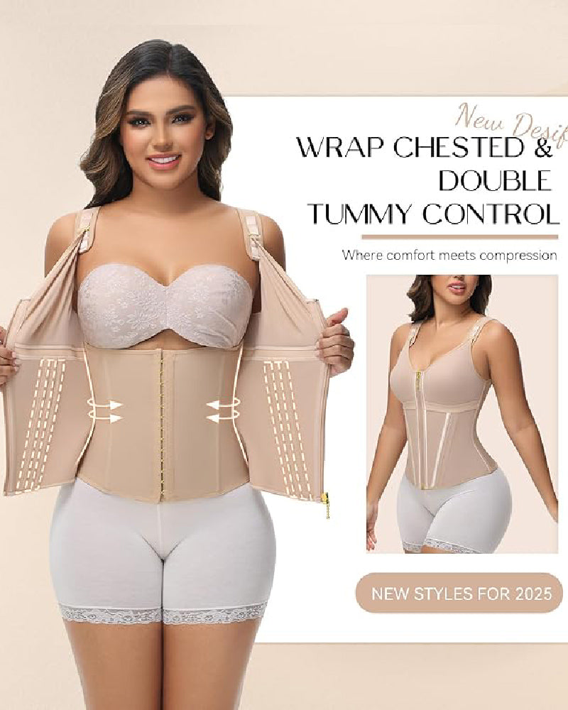 Shapshe® Women's Boned Latex Zipper Corset Tummy Control Body Shaper Vest With Bra