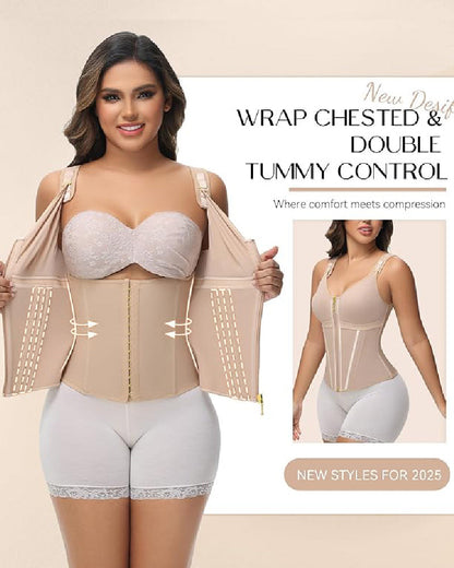 Shapshe® Women's Boned Latex Zipper Corset Tummy Control Body Shaper Vest With Bra