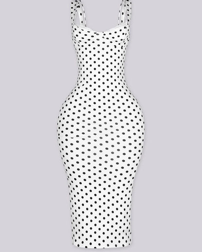 Sexy Women's Slim-Fit Stretchy Classic Polka Dot Maxi Dress