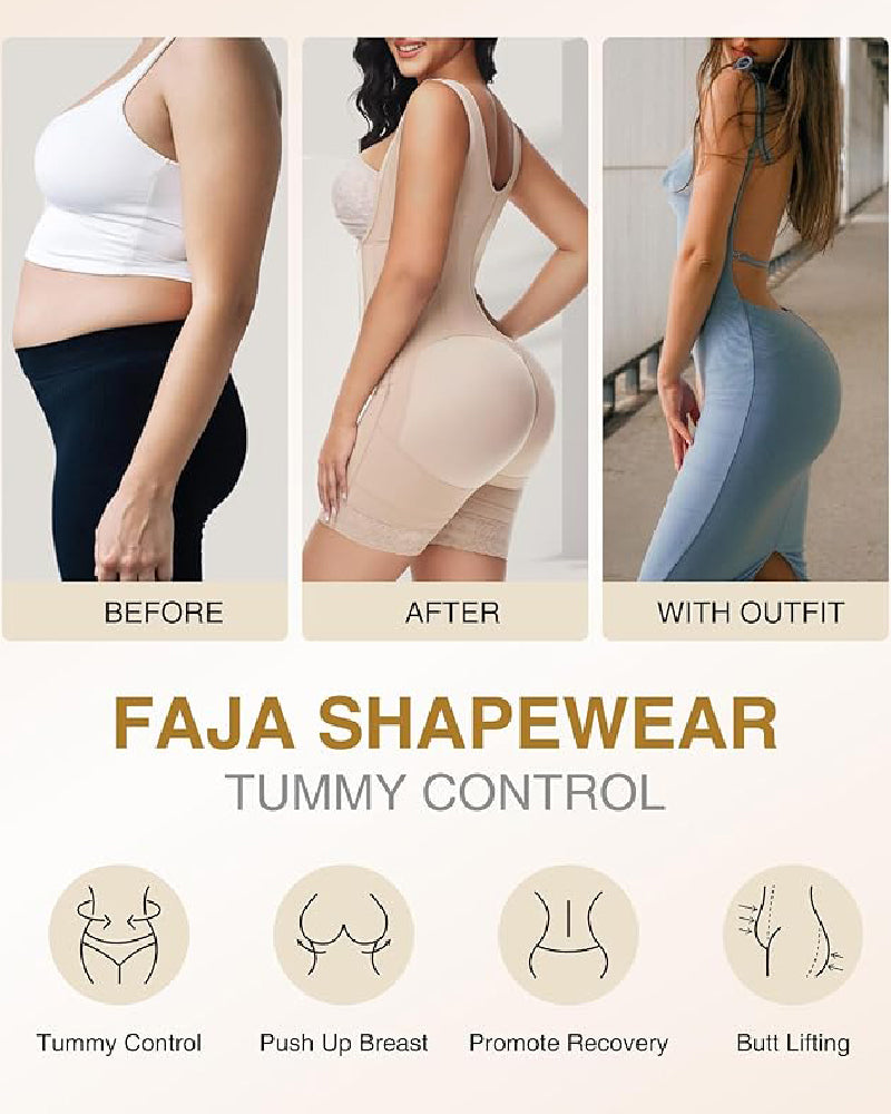 Shapshe® High compression Front Zipper Mid Thigh Shapewear