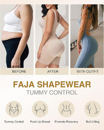 Shapshe® High compression Front Zipper Mid Thigh Shapewear