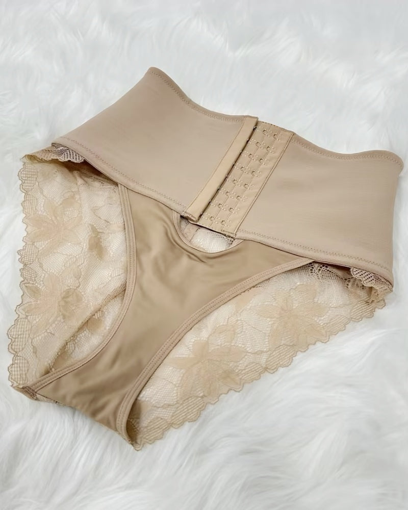 Shapshe® Front-opening Shapewear with Lace Trimmed Tummy Control Panty