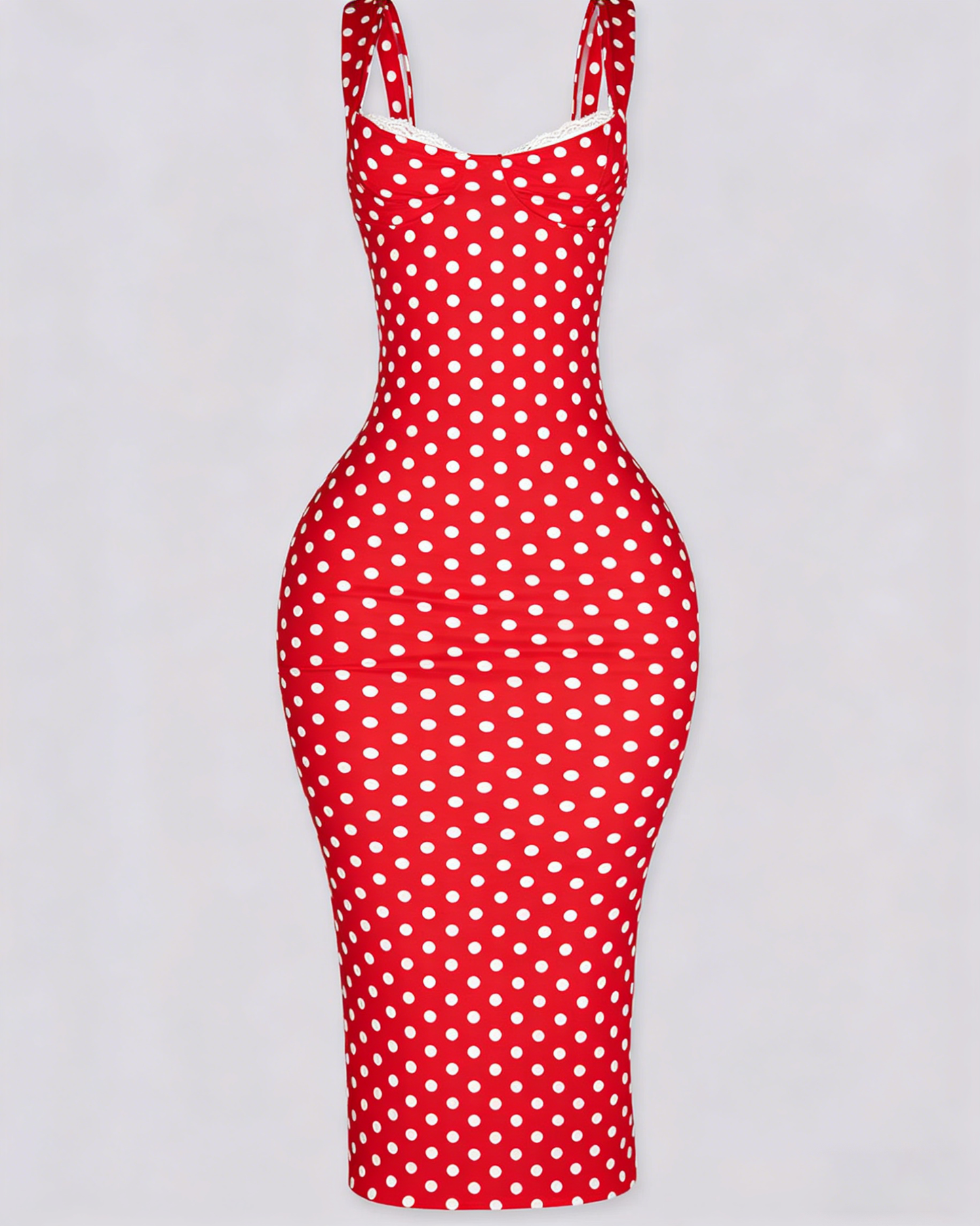 Sexy Women's Slim-Fit Stretchy Classic Polka Dot Maxi Dress