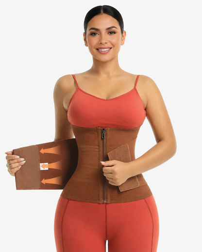 Double Compression Zipper Waist Trainer Corset Girdle
