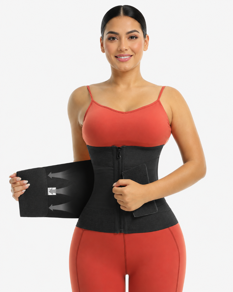 Double Compression Zipper Waist Trainer Corset Girdle