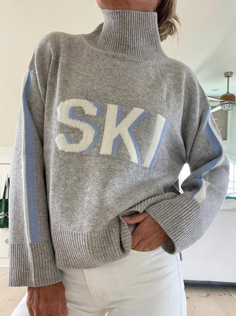Jersey de cuello alto de cachemira con estilo retro de esquí