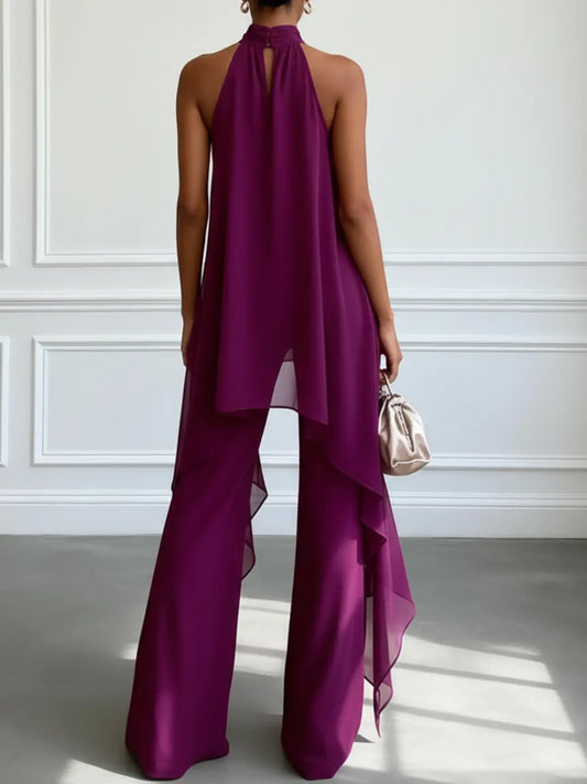 Viola | Conjunto Elegante Halter con Pantalones