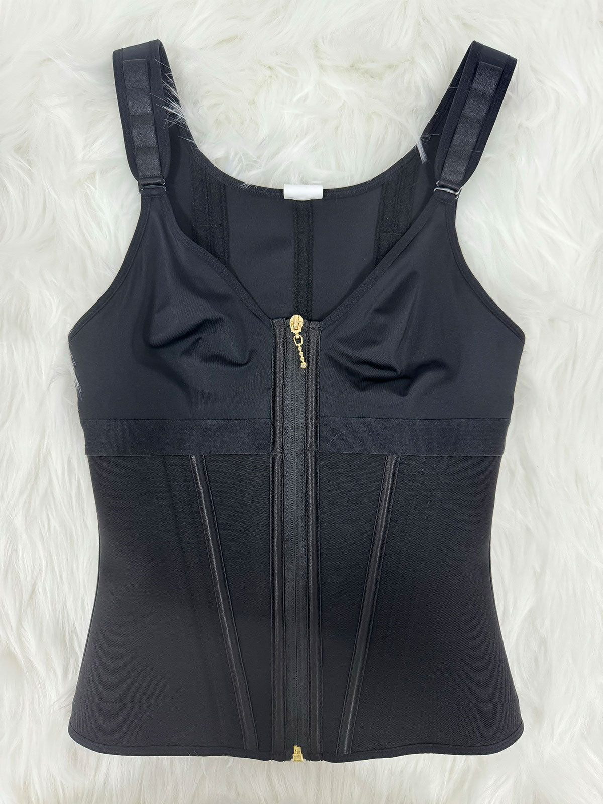 Shapshe® Women's Boned Latex Zipper Corset Tummy Control Body Shaper Vest With Bra