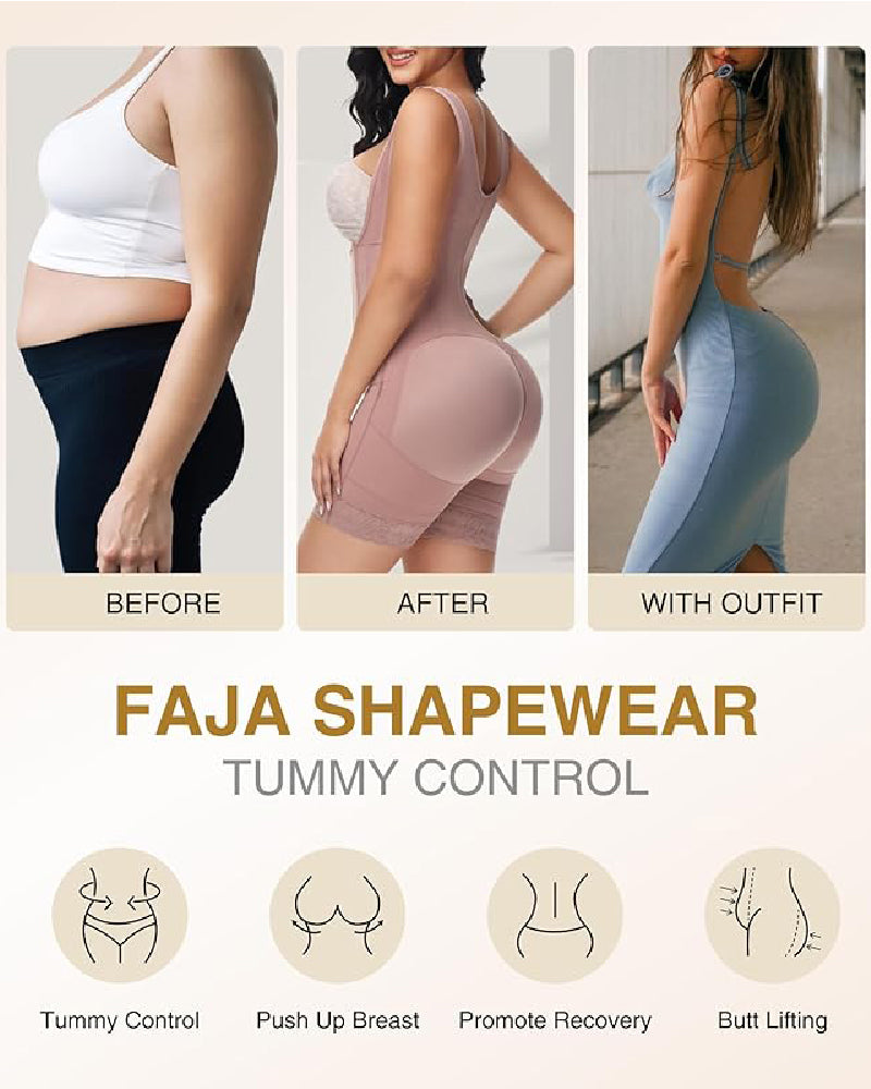 Shapshe® High compression Front Zipper Mid Thigh Shapewear