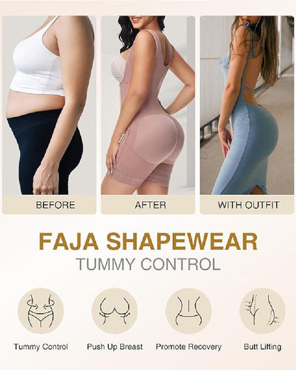 Shapshe® High compression Front Zipper Mid Thigh Shapewear