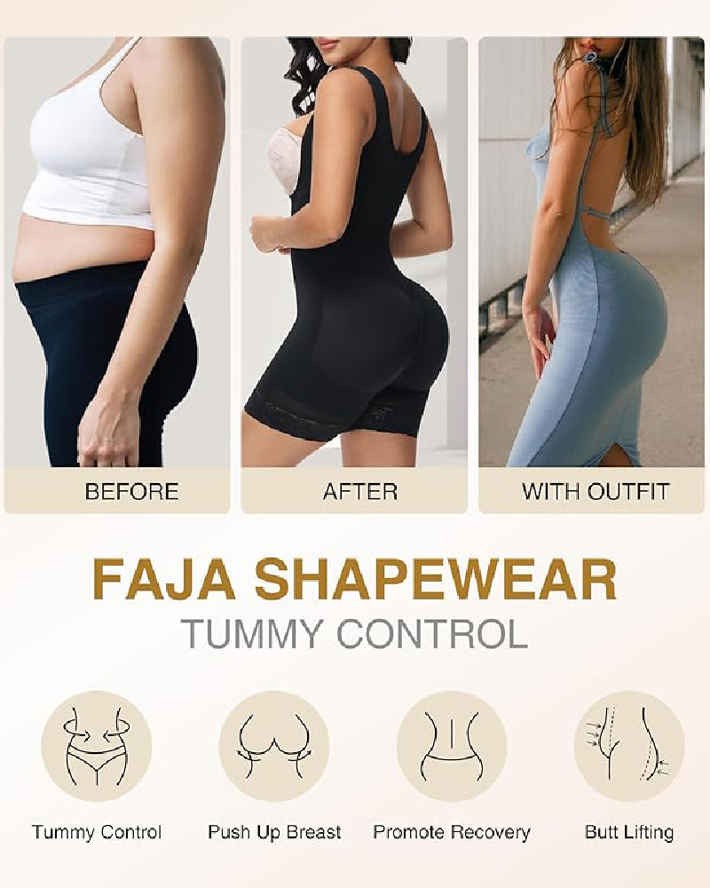 Shapshe® High compression Front Zipper Mid Thigh Shapewear
