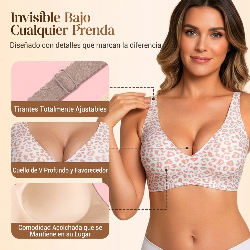 💕Sujetadores sin aros cómodos para mujer, sujetadores sin costuras tipo camiseta y sujetadores de uso diario con escote en V profundo