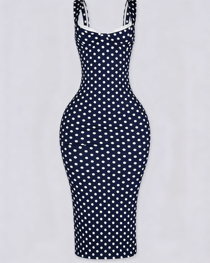 Sexy Women's Slim-Fit Stretchy Classic Polka Dot Maxi Dress