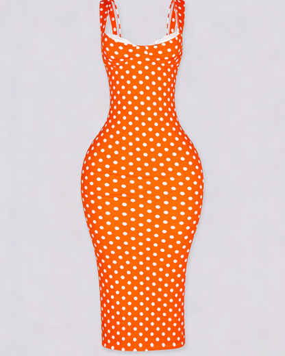Sexy Women's Slim-Fit Stretchy Classic Polka Dot Maxi Dress