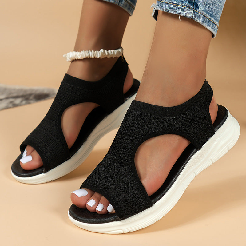 🌺Cómodas sandalias planas y transpirables con puntera abierta para mujer, ideales para el verano