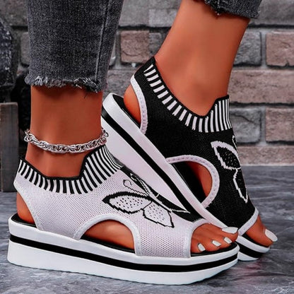 Sandalias casuales de plataforma con punta abierta para mujer