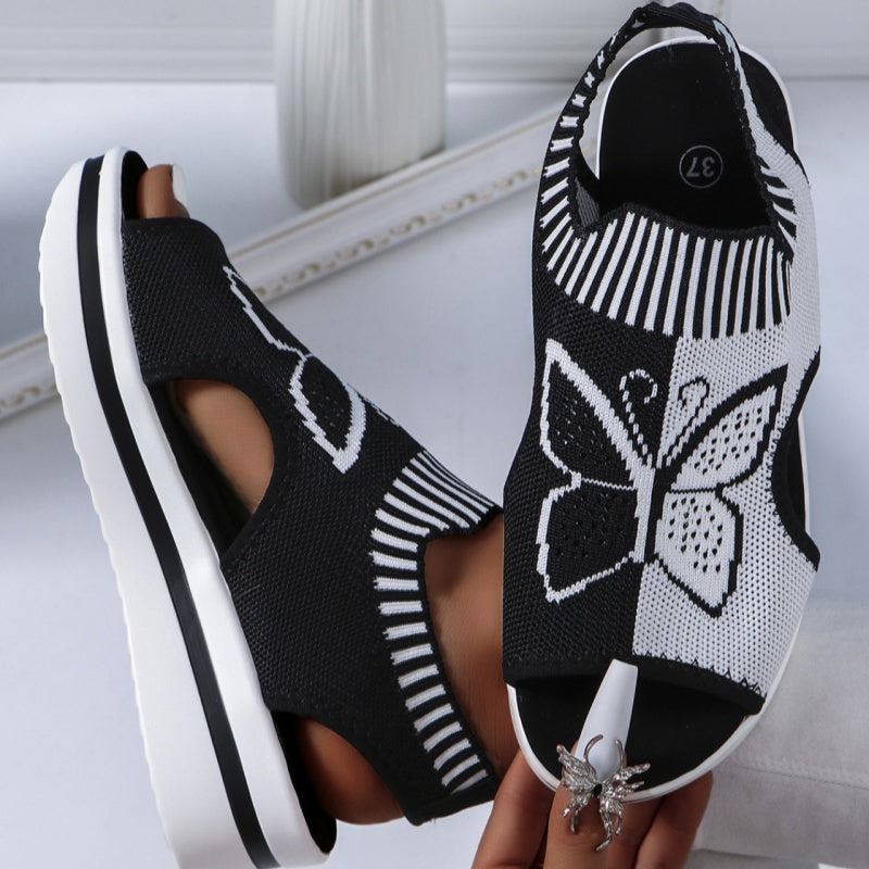 Sandalias casuales de plataforma con punta abierta para mujer