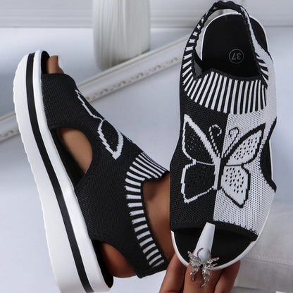 Sandalias casuales de plataforma con punta abierta para mujer