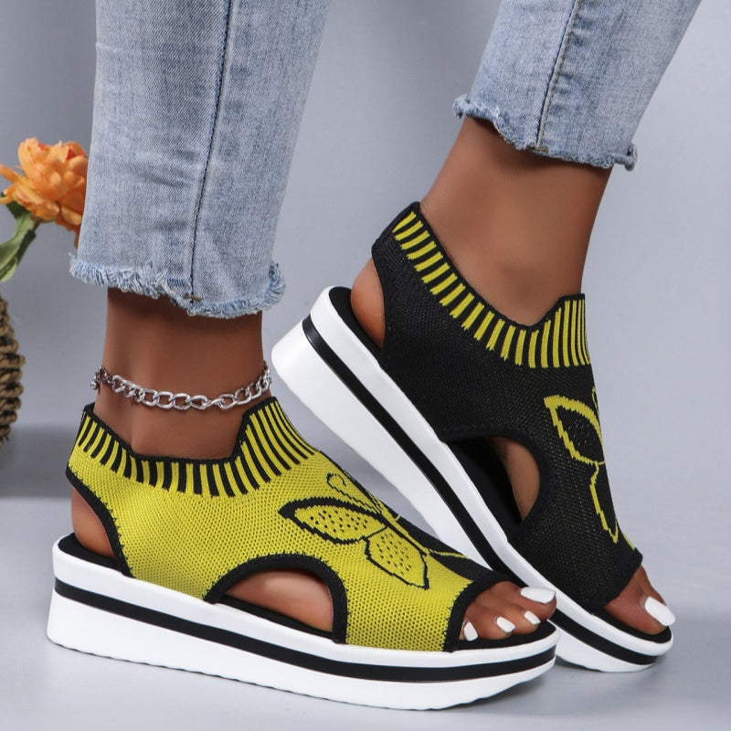 Sandalias casuales de plataforma con punta abierta para mujer