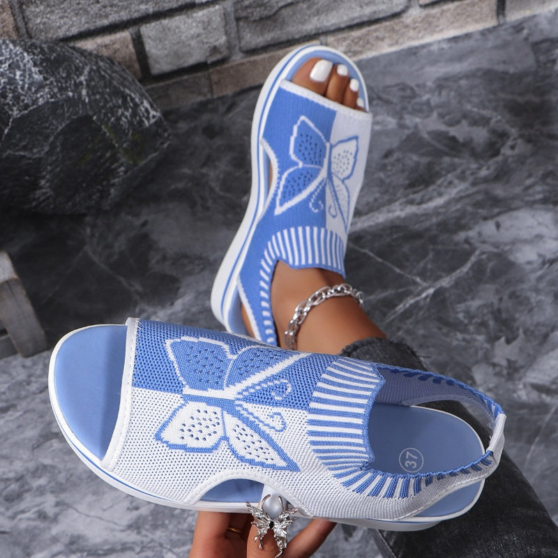 Sandalias casuales de plataforma con punta abierta para mujer