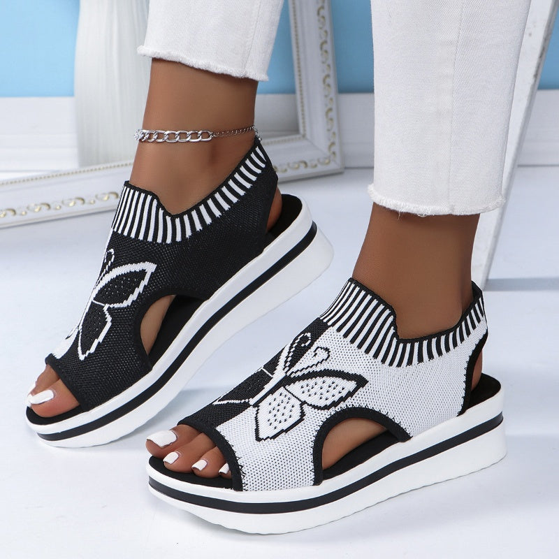 Sandalias casuales de plataforma con punta abierta para mujer