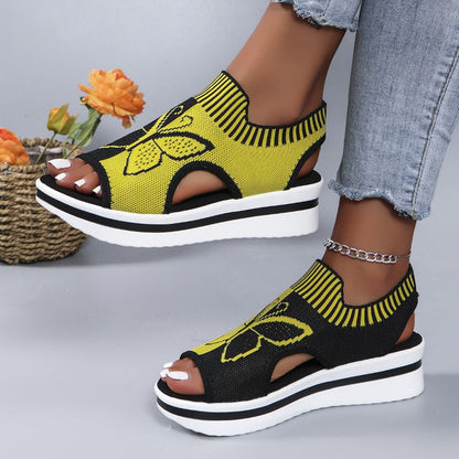 Sandalias casuales de plataforma con punta abierta para mujer